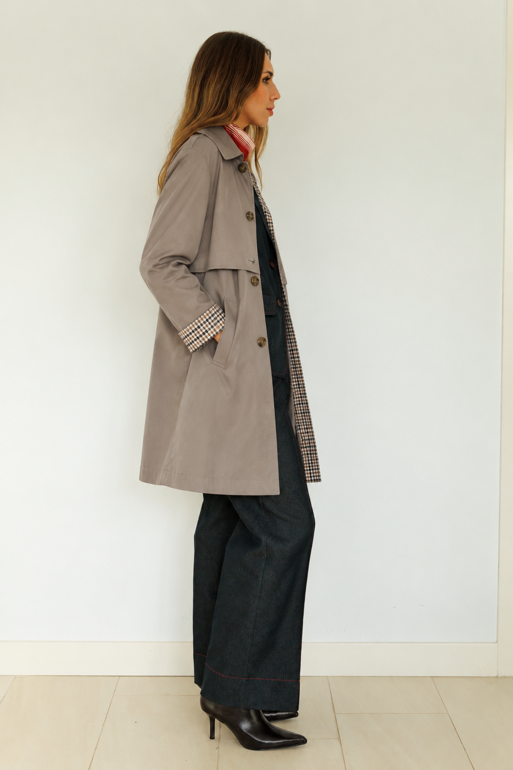 Gabardina Corta Gris Topo